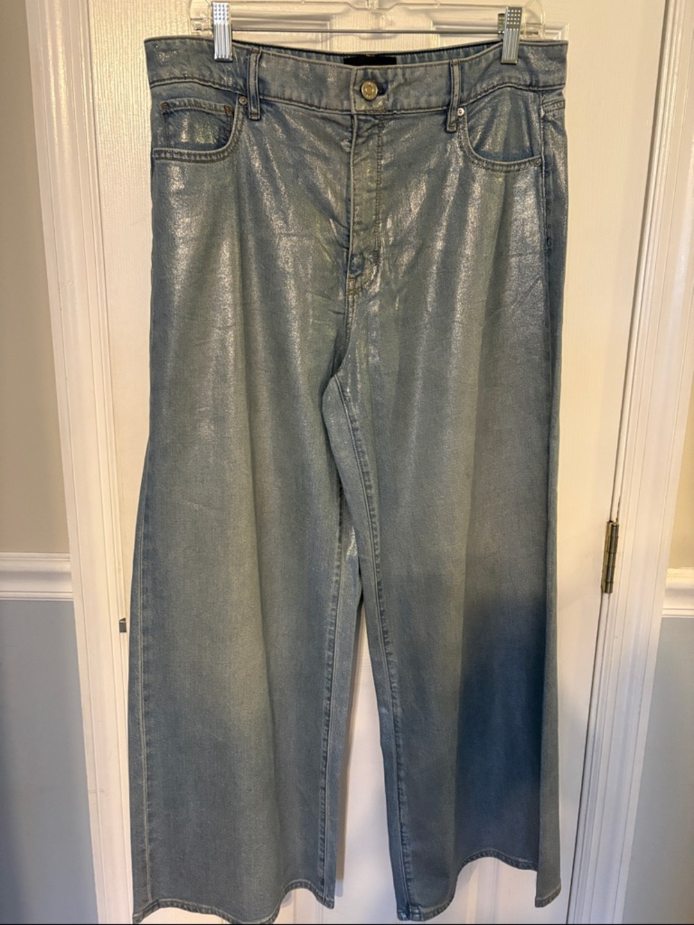 White House Black Market NWT extra high rise Palazzo coated denim jeans